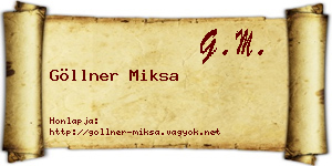 Göllner Miksa névjegykártya